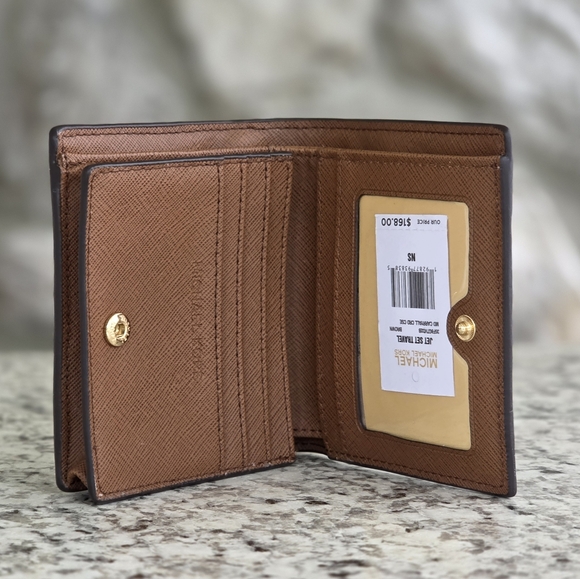 Michael Kors Jet Set Medium Logo Card Case Wallet Brown - Picture 3 of 6